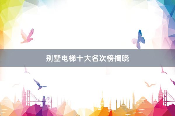 别墅电梯十大名次榜揭晓